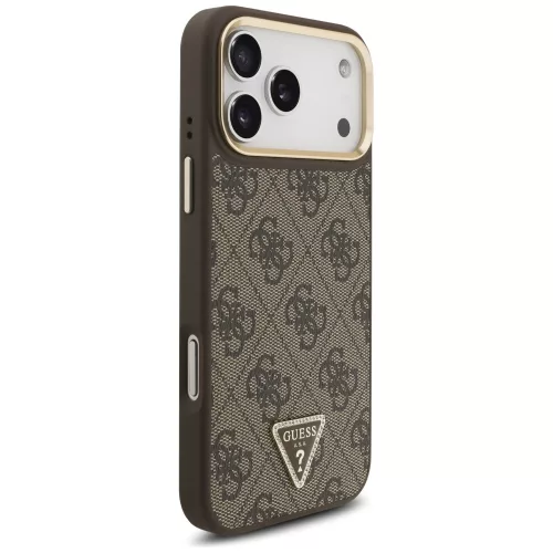 Guess - Keménytok 4G Háromszög Logó MagSafe (GUHMP17LP4GTDGMW) - iPhone 17 Pro - Barna
