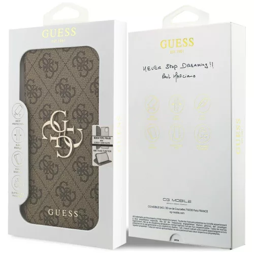 Guess - Kinyitható 4G Fém Logó (GUBKP17X4GMGBR) - iPhone 17 Pro Max - Barna