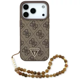   Guess - Keménytok 4G Háromszög Logó MagSafe Gyöngypánttal (GUHMP17LP4TSDPPSW) - iPhone 17 Pro - Barna