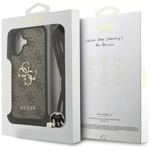 Guess - Keménytok 4G Keresztpántos Nagy Logó Zsinóros Pánttal (GUHCP17SP4GMGCRW) - iPhone 17 - Barna