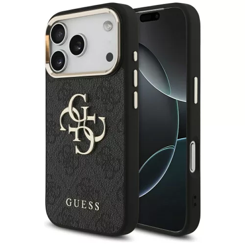Guess - Keménytok Nagy 4G Logó Klasszikus (GUHCP17L4GMGCGR) - iPhone 17 Pro - Fekete