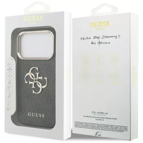 Guess - Keménytok Nagy 4G Logó Klasszikus (GUHCP17L4GMGCGR) - iPhone 17 Pro - Fekete