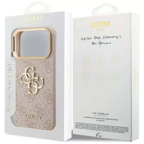 Guess - Keménytok Nagy 4G Klasszikus Logó (GUHCP17L4GMGCPI) - iPhone 17 Pro - Rózsaszín