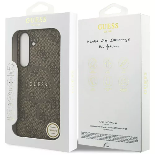 Guess - 4G Gyűrű Klasszikus Logó MagSafe (GUHMS25FEG4GFRW) - Samsung Galaxy S25 FE - Barna