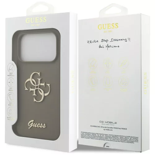 Guess - Szilikon Nagy 4G Felirat (GUHCP17LSC4GSMW) - iPhone 17 Pro - Barna