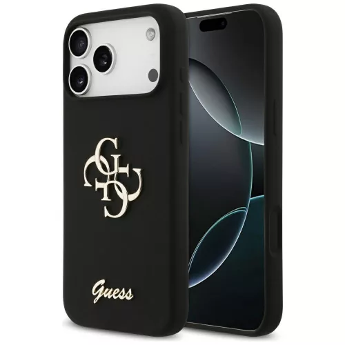 Guess - Szilikon Nagy 4G Felirat (GUHCP17XSC4GSMK) - iPhone 17 Pro Max - Fekete