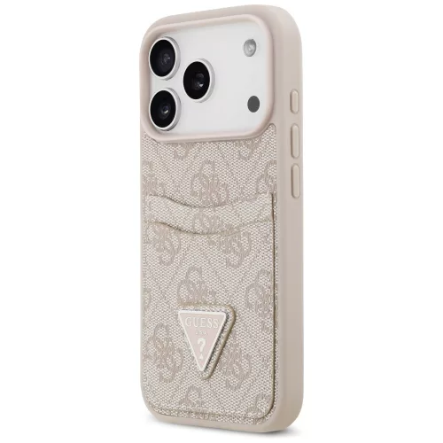 Guess - Keménytok 4G Dupla Kártyatartós Háromszög (GUHCP17LP4TPP) - iPhone 17 Pro - Rózsaszín
