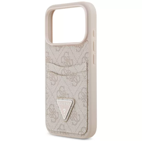 Guess - Keménytok 4G Dupla Kártyatartós Háromszög (GUHCP17LP4TPP) - iPhone 17 Pro - Rózsaszín