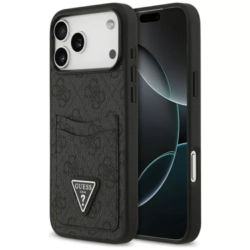 Guess - Keménytok 4G Dupla Kártyatartós Háromszög (GUHCP17XP4TPK) - iPhone 17 Pro Max - Fekete