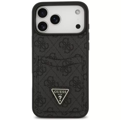 Guess - Keménytok 4G Dupla Kártyatartós Háromszög (GUHCP17XP4TPK) - iPhone 17 Pro Max - Fekete