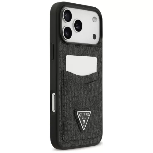 Guess - Keménytok 4G Dupla Kártyatartós Háromszög (GUHCP17XP4TPK) - iPhone 17 Pro Max - Fekete
