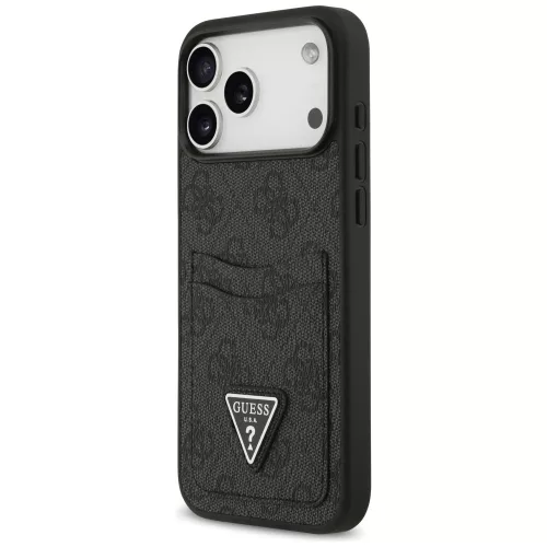 Guess - Keménytok 4G Dupla Kártyatartós Háromszög (GUHCP17XP4TPK) - iPhone 17 Pro Max - Fekete