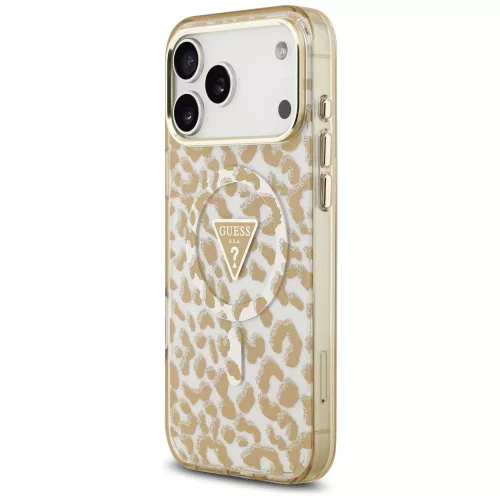 Guess - Leopárdmintás Csillámos MagSafe (GUHMP17LHLEGTGLW) - iPhone 17 Pro - Barna
