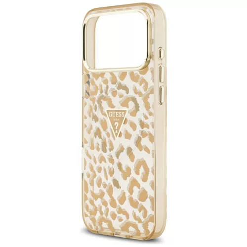 Guess - Leopárdmintás Csillámos MagSafe (GUHMP17LHLEGTGLW) - iPhone 17 Pro - Barna