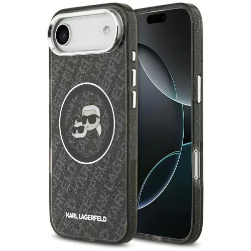 Karl Lagerfeld - IML Glitter K&C Heads Logo MagSafe (KLHMP17MHMKBKCHOK) - iPhone 17 Air - Black