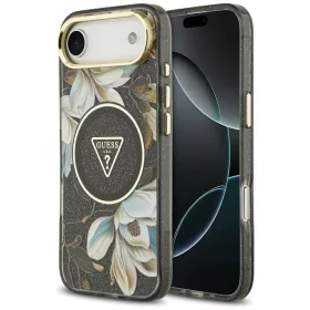  Guess - IML Fém Csillámos Virágos Háromszög MagSafe (GUHMP17MHFLPEDK) - iPhone 17 Air - Fekete