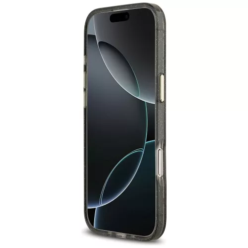 Guess - IML Fém Csillámos Virágos Háromszög MagSafe (GUHMP17MHFLPEDK) - iPhone 17 Air - Fekete