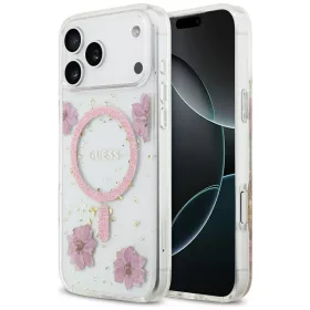   Guess - Resin Flowers and Glitter MagSafe (GUHMP17LRBFGFGMP) - iPhone 17 Pro - Pink