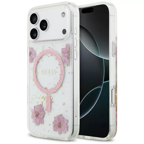 Guess - Resin Flowers and Glitter MagSafe (GUHMP17LRBFGFGMP) - iPhone 17 Pro - Pink