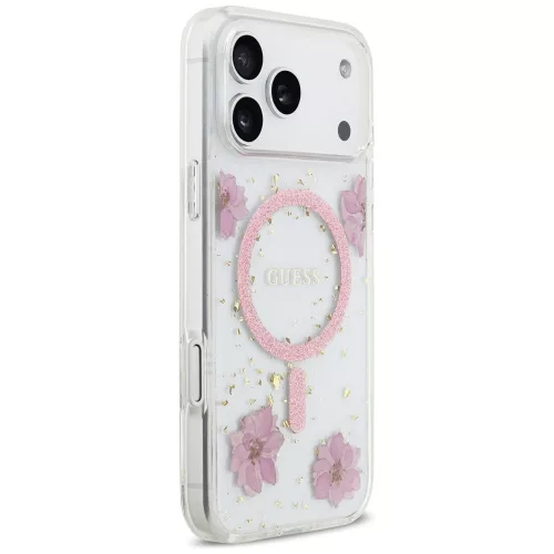 Guess - Resin Flowers and Glitter MagSafe (GUHMP17LRBFGFGMP) - iPhone 17 Pro - Pink