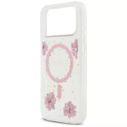 Guess - Resin Flowers and Glitter MagSafe (GUHMP17LRBFGFGMP) - iPhone 17 Pro - Pink