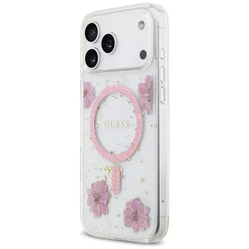 Guess - Resin Flowers and Glitter MagSafe (GUHMP17LRBFGFGMP) - iPhone 17 Pro - Pink