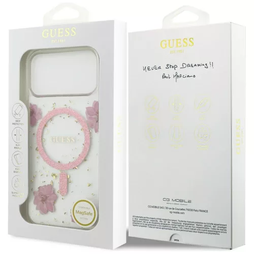 Guess - Resin Flowers and Glitter MagSafe (GUHMP17LRBFGFGMP) - iPhone 17 Pro - Pink