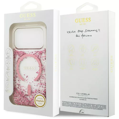 Guess - Gyanta Aljú Csillámos MagSafe (GUHMP17LRGRGEP) - iPhone 17 Pro - Rózsaszín
