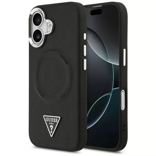 Guess - Keménytok Háromszög Logó MagSafe (GUHMP17SPSDTSCMK) - iPhone 17 - Fekete