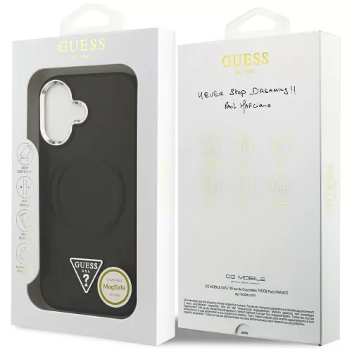 Guess - Keménytok Háromszög Logó MagSafe (GUHMP17SPSDTSCMK) - iPhone 17 - Fekete