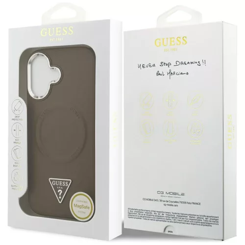 Guess - Keménytok Háromszög Logó MagSafe (GUHMP17SPSDTSCMW) - iPhone 17 - Barna