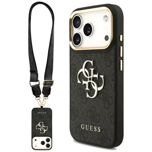 Guess - Nagy 4G Klasszikus Logó Nagy Fémpántos Gombokkal (GUHCP17LP4G4BCSK) - iPhone 17 Pro - Fekete