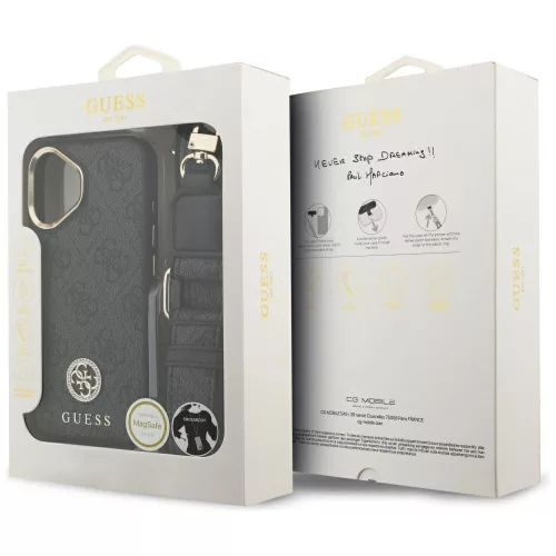 Guess - 4G Strass Logo with Big Strap Metal Button MagSafe (GUHMP17SP4G4DCSK) - iPhone 17 - Black