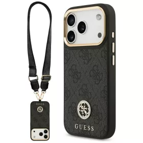   Guess - 4G Strassz Logó Nagy Fémpántos Gombbal MagSafe (GUHMP17LP4G4DCSK) - iPhone 17 Pro - Fekete