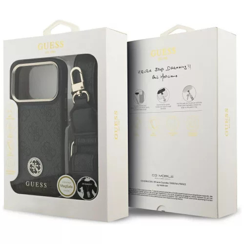 Guess - 4G Strassz Logó Nagy Fémpántos Gombbal MagSafe (GUHMP17LP4G4DCSK) - iPhone 17 Pro - Fekete