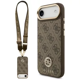   Guess - 4G Strass Logo with Big Strap Metal Button MagSafe (GUHMP17MP4G4DCSW) - iPhone 17 Air - Brown