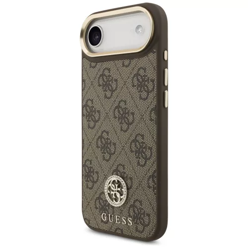 Guess - 4G Strass Logo with Big Strap Metal Button MagSafe (GUHMP17MP4G4DCSW) - iPhone 17 Air - Brown