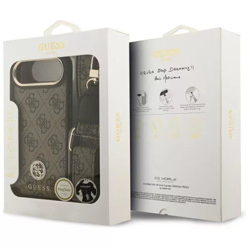 Guess - 4G Strassz Logó Nagy Fémpántos Gombbal MagSafe (GUHMP17MP4G4DCSW) - iPhone 17 Air - Barna