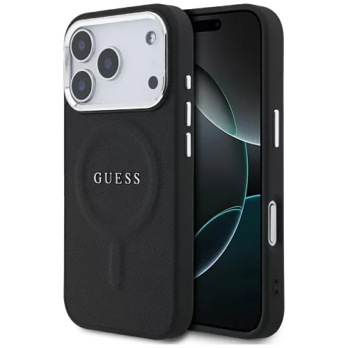 Guess - Keménytok Klasszikus Logó MagSafe (GUHMP17LPSAREGSK) - iPhone 17 Pro - Fekete