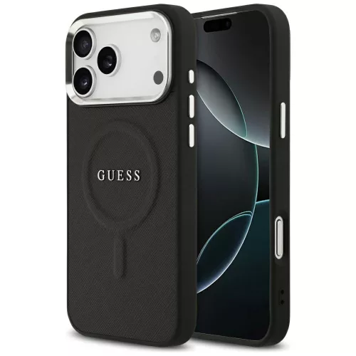 Guess - Keménytok Klasszikus Logó MagSafe (GUHMP17XPSAREGSK) - iPhone 17 Pro Max - Fekete