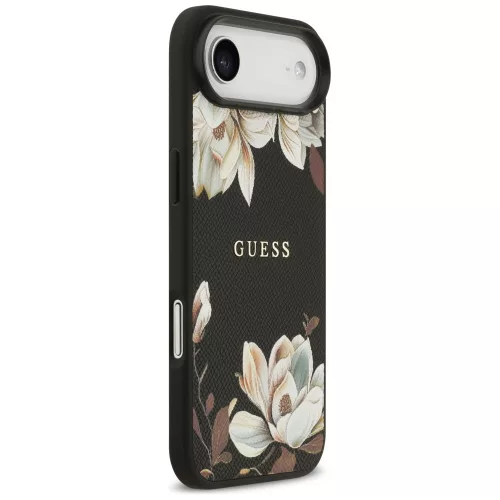 Guess - Grained Flowers MagSafe (GUHMP17MPGNMPLMK) - iPhone 17 Air - Black