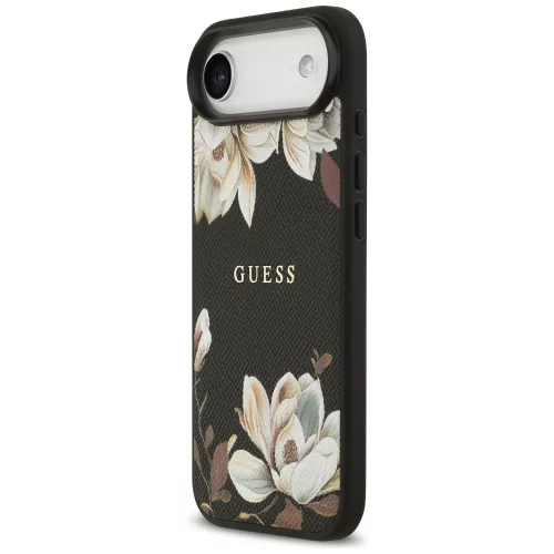 Guess - Grained Flowers MagSafe (GUHMP17MPGNMPLMK) - iPhone 17 Air - Black