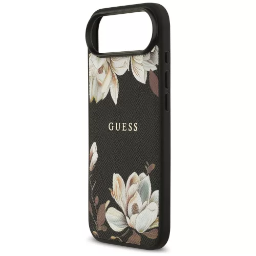 Guess - Grained Flowers MagSafe (GUHMP17MPGNMPLMK) - iPhone 17 Air - Black