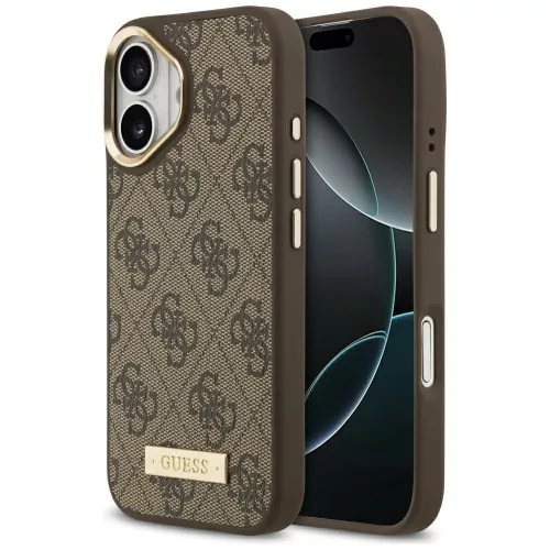 Guess - Keménytok 4G Logós Feliratos MagSafe (GUHMP17SU4GPRW) - iPhone 17 - Barna