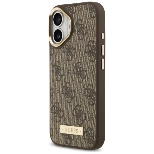 Guess - Keménytok 4G Logós Feliratos MagSafe (GUHMP17SU4GPRW) - iPhone 17 - Barna