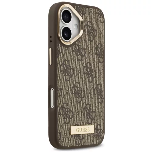 Guess - Keménytok 4G Logós Feliratos MagSafe (GUHMP17SU4GPRW) - iPhone 17 - Barna