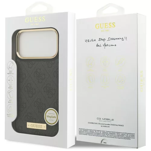 Guess - Keménytok 4G Logós Feliratos MagSafe (GUHMP17XU4GPRK) - iPhone 17 Pro Max - Fekete