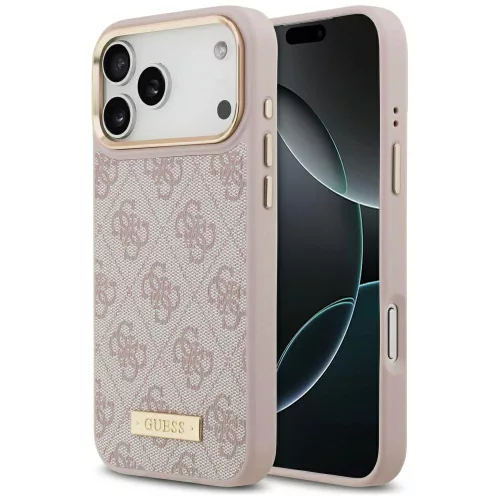 Guess - Keménytok 4G Logós Feliratos MagSafe (GUHMP17XU4GPRP) - iPhone 17 Pro Max - Rózsaszín