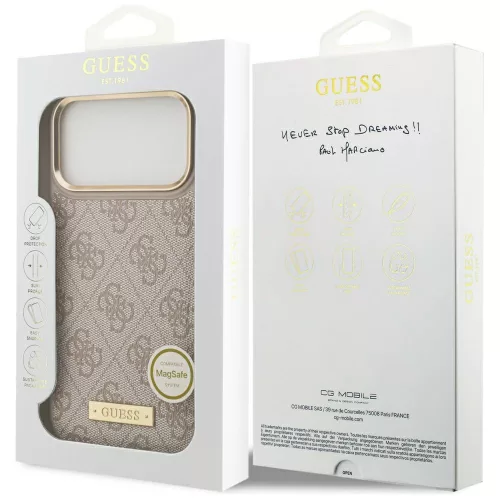 Guess - Keménytok 4G Logós Feliratos MagSafe (GUHMP17XU4GPRP) - iPhone 17 Pro Max - Rózsaszín