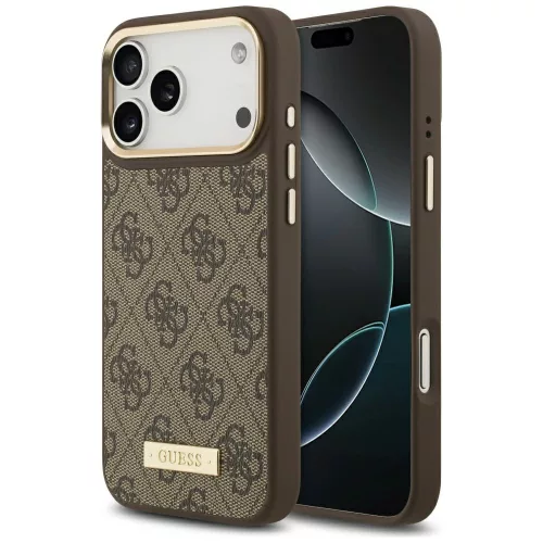 Guess - Keménytok 4G Logós Feliratos MagSafe (GUHMP17XU4GPRW) - iPhone 17 Pro Max - Barna